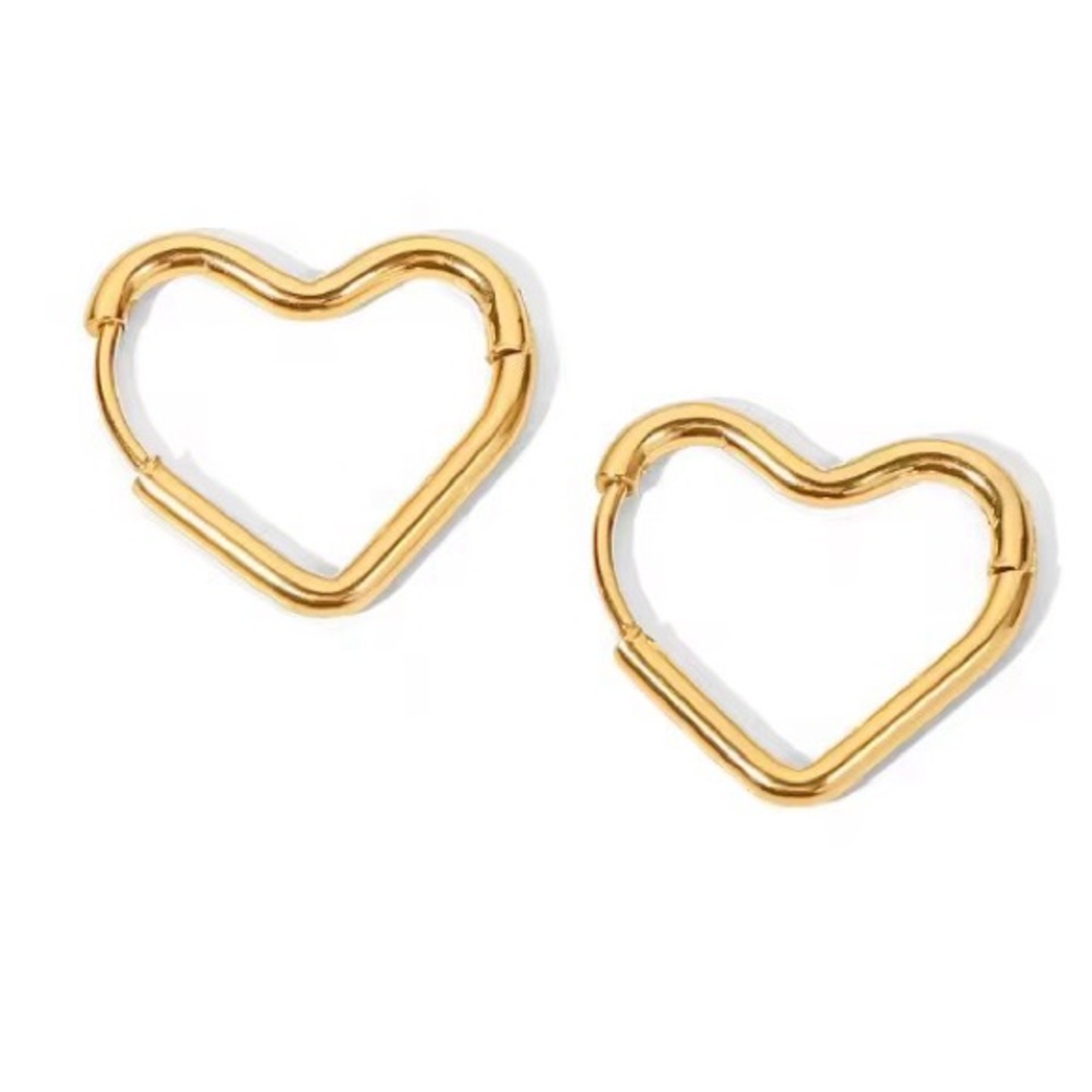Gold Heart Hoop Earrings